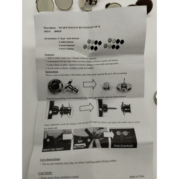 Button Set Of 16 No Sew Instant Buttons - Picture 7 of 8